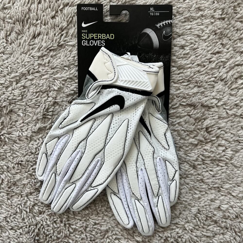 Nike NFL Superbad White Knit TG/EG Football Gloves PGF764-184 Size XL NWT
